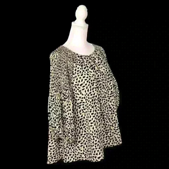 Anthropologie EASEL Animal Print GREEN/BLACK/WHITE Long Sleeve SEE MEASUREMENTS - Picture 7 of 14